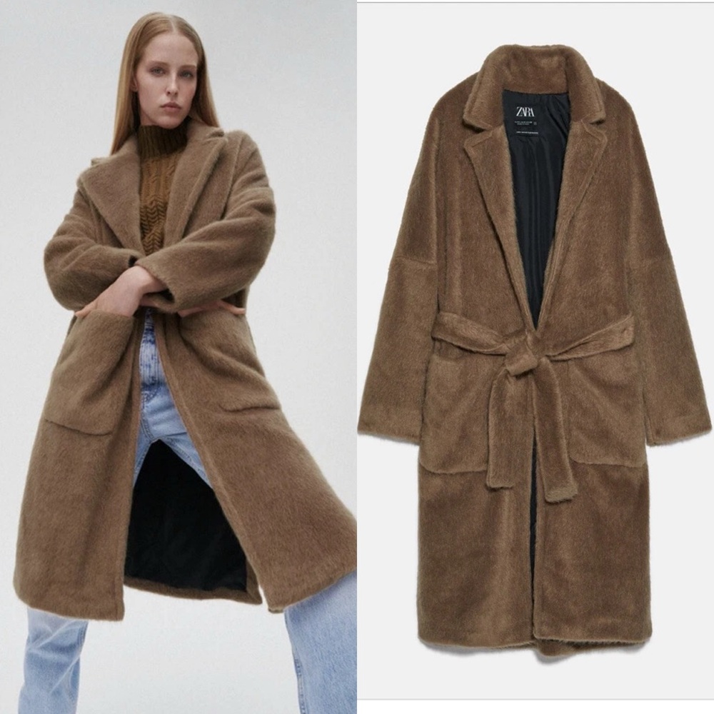 Zara Tan Faux Fur Teddy Coat